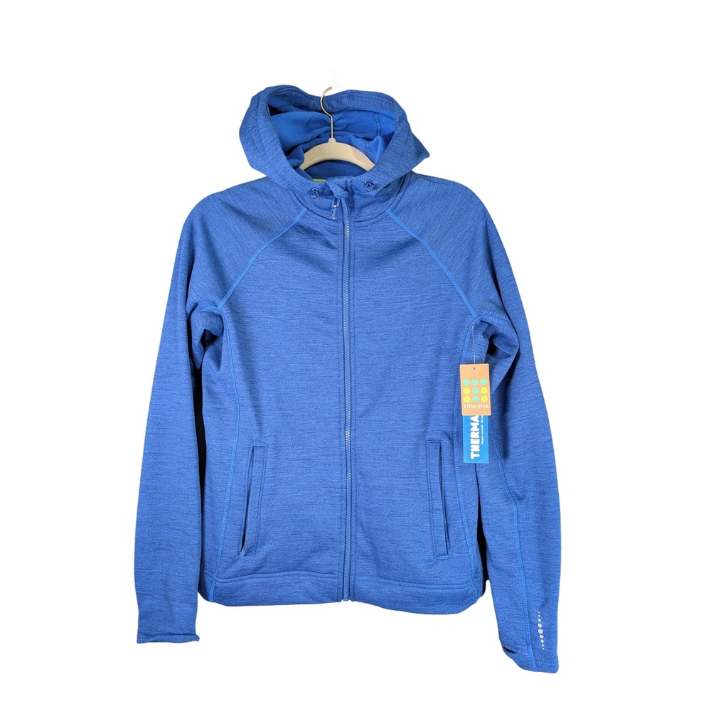 Title Nine Crash Jacket Womens S Blue ThermaPlush Fleece Full Zip Hoodie NWT